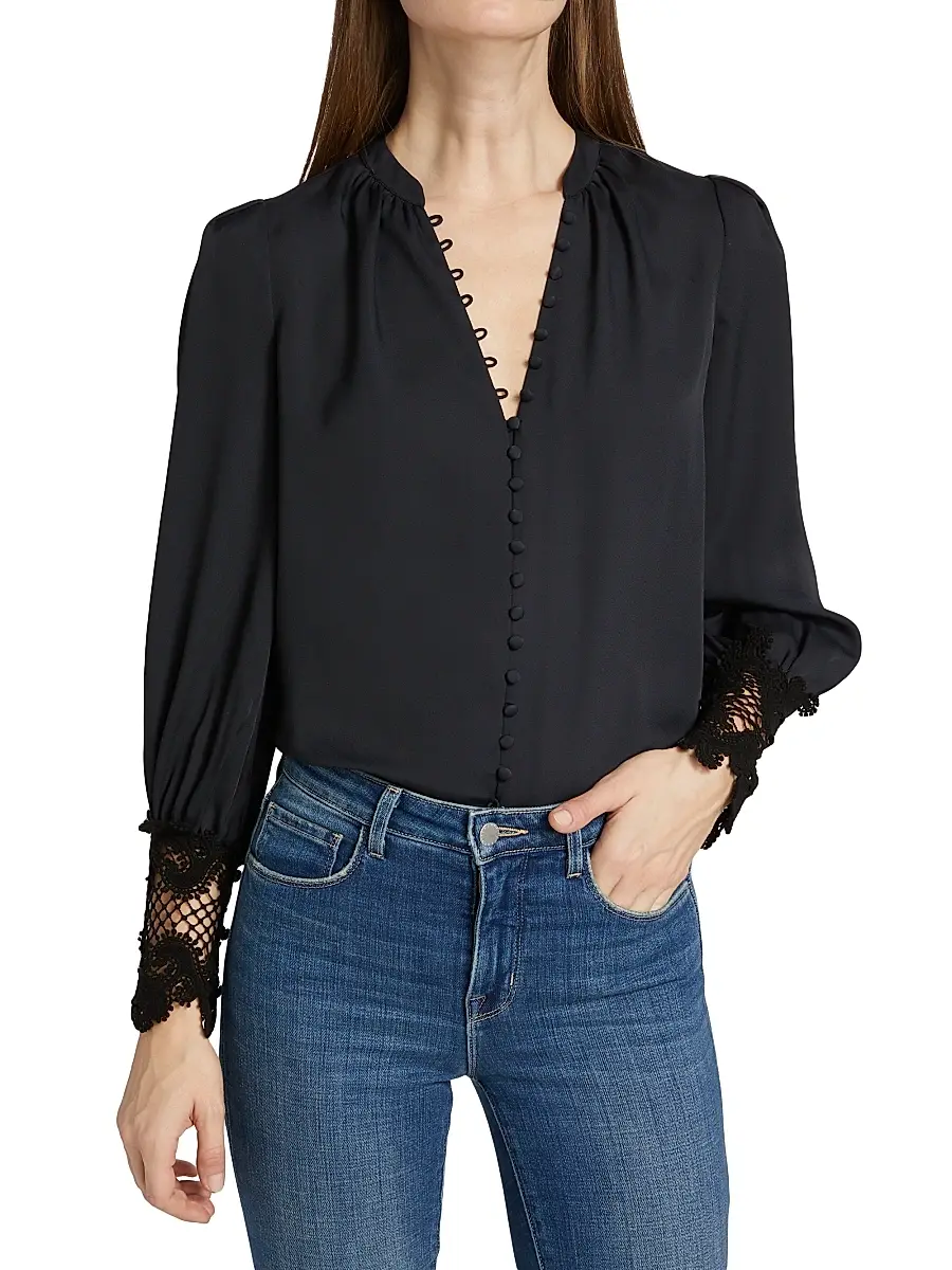 L'Agence Women's Ava Lace Cuff Blouse | Thumbnail 3 L'Agence Women's Ava Lace Cuff Blouse | Thumbnail 3