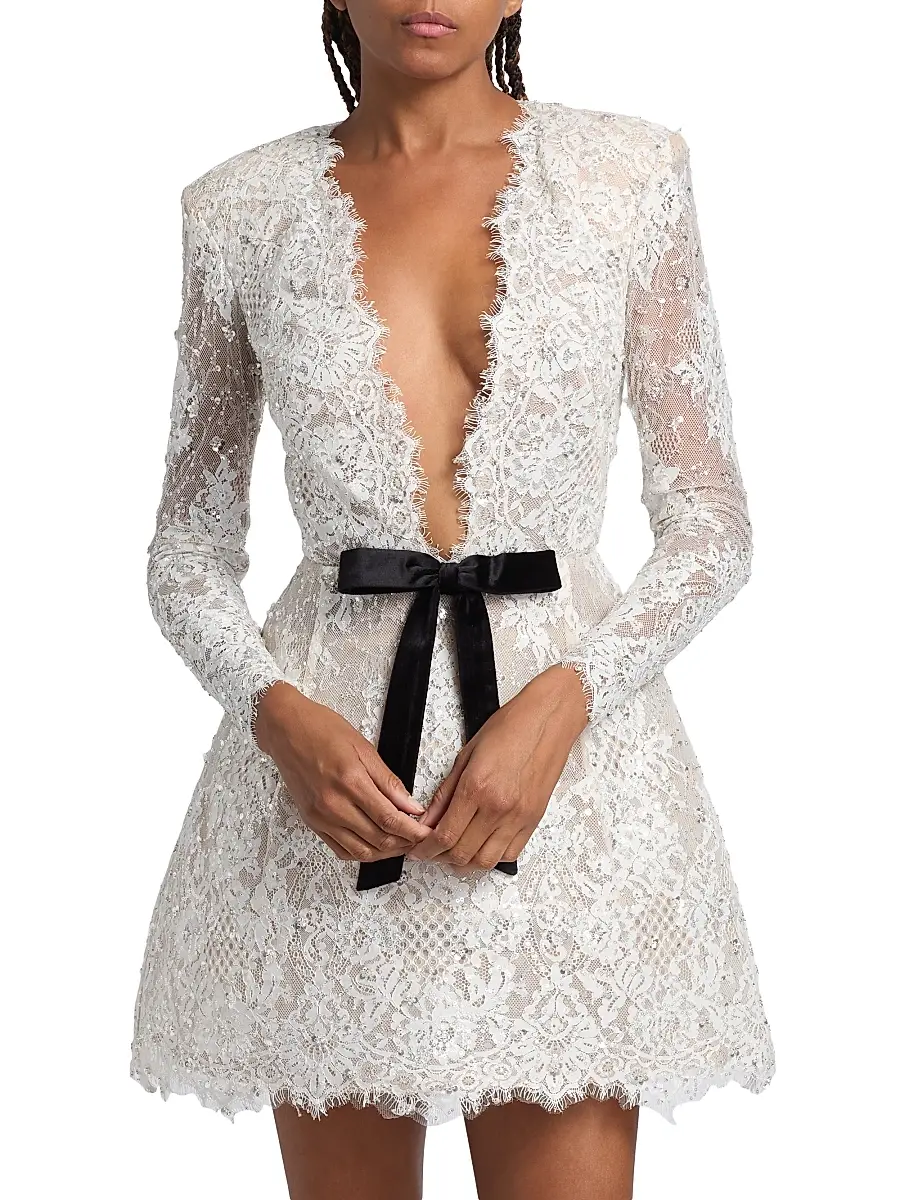 Bronx and Banco Women's Isa Embellished Lace Minidress - White Black | Thumbnail 3 Bronx and Banco Women's Isa Embellished Lace Minidress - White Black | Thumbnail 3