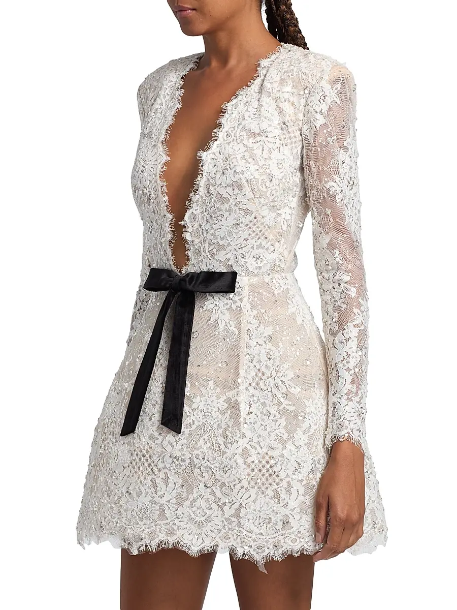 Bronx and Banco Women's Isa Embellished Lace Minidress - White Black | Thumbnail 4 Bronx and Banco Women's Isa Embellished Lace Minidress - White Black | Thumbnail 4