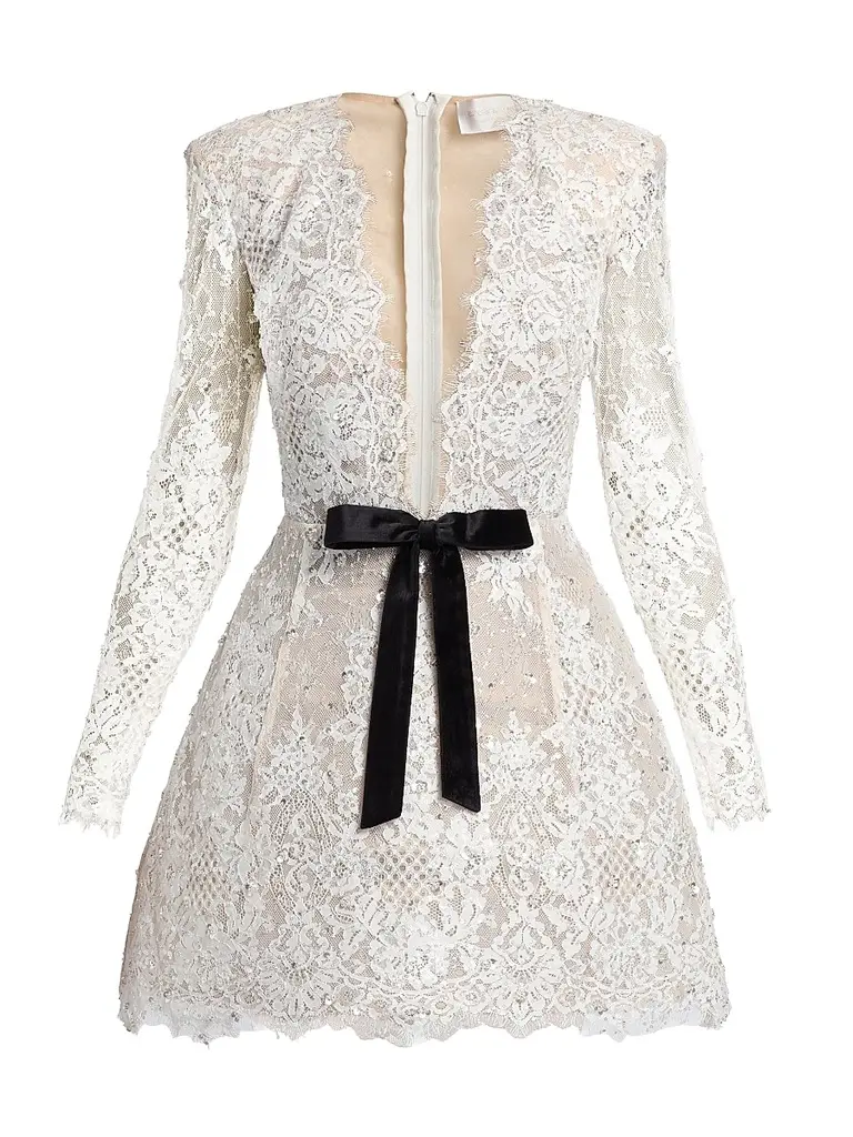 Bronx and Banco Women's Isa Embellished Lace Minidress - White Black | Image 1 Bronx and Banco Women's Isa Embellished Lace Minidress - White Black | Image 1