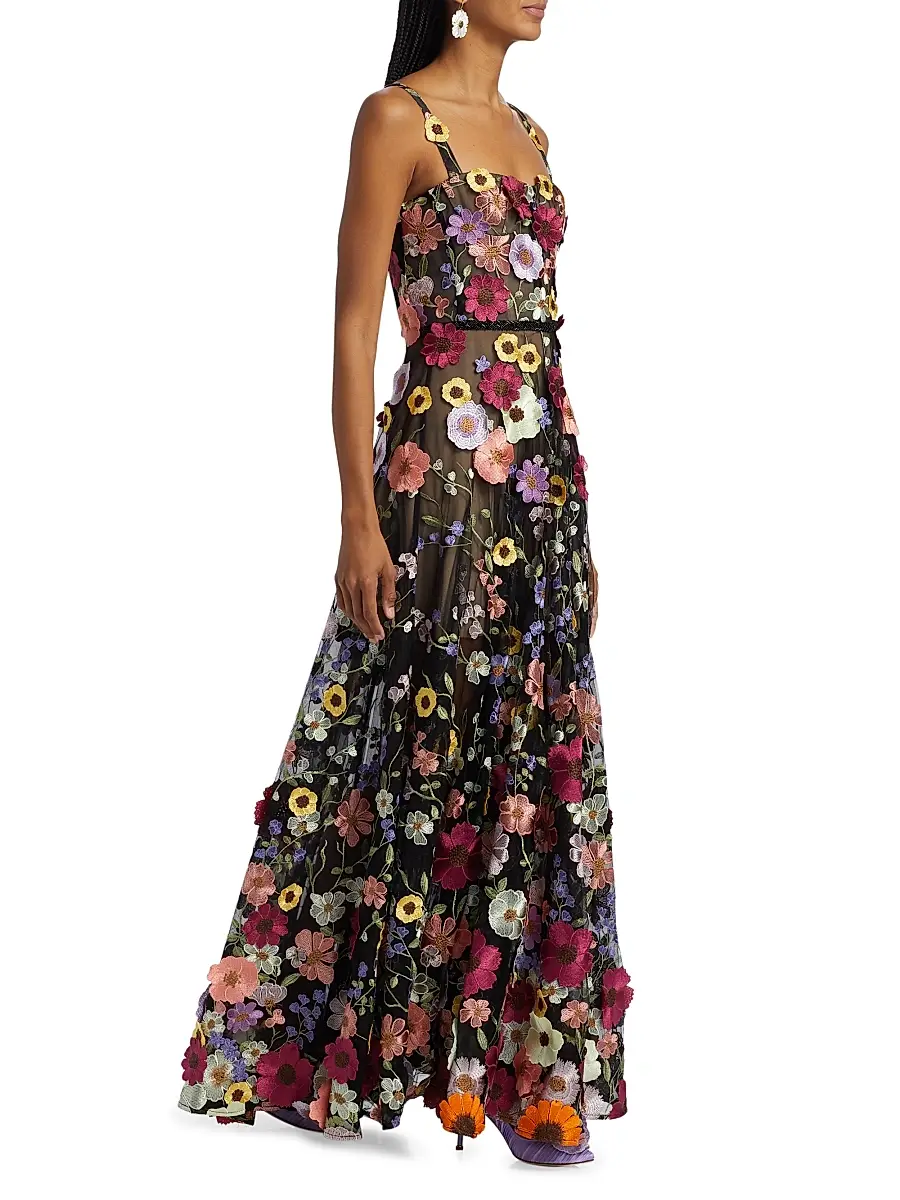 Bronx Banco Women's Jasmine Multi Floral Maxi Dress - Black Multi | Thumbnail 2