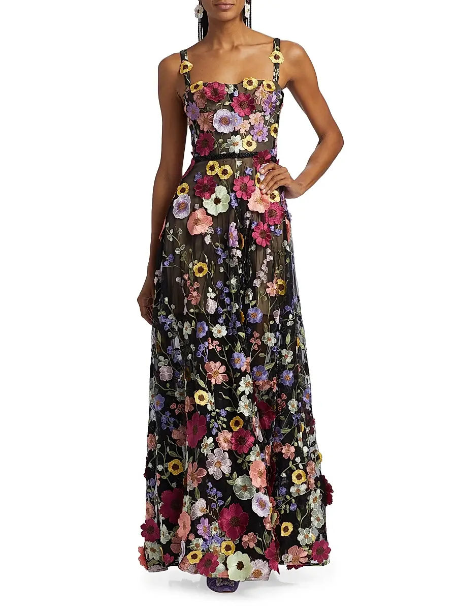 Bronx Banco Women's Jasmine Multi Floral Maxi Dress - Black Multi | Thumbnail 3