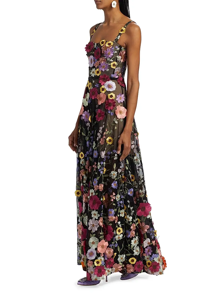 Bronx Banco Women's Jasmine Multi Floral Maxi Dress - Black Multi | Thumbnail 4
