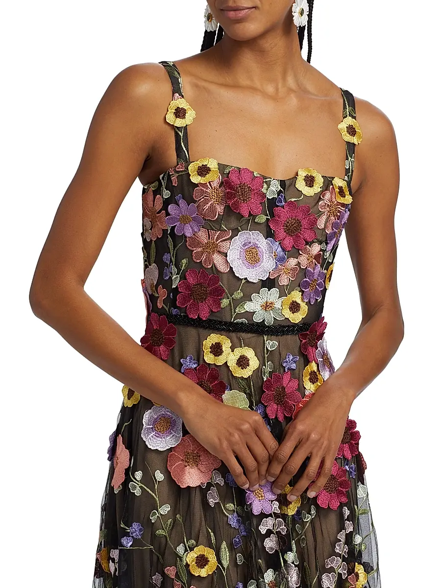 Bronx Banco Women's Jasmine Multi Floral Maxi Dress - Black Multi | Thumbnail 6
