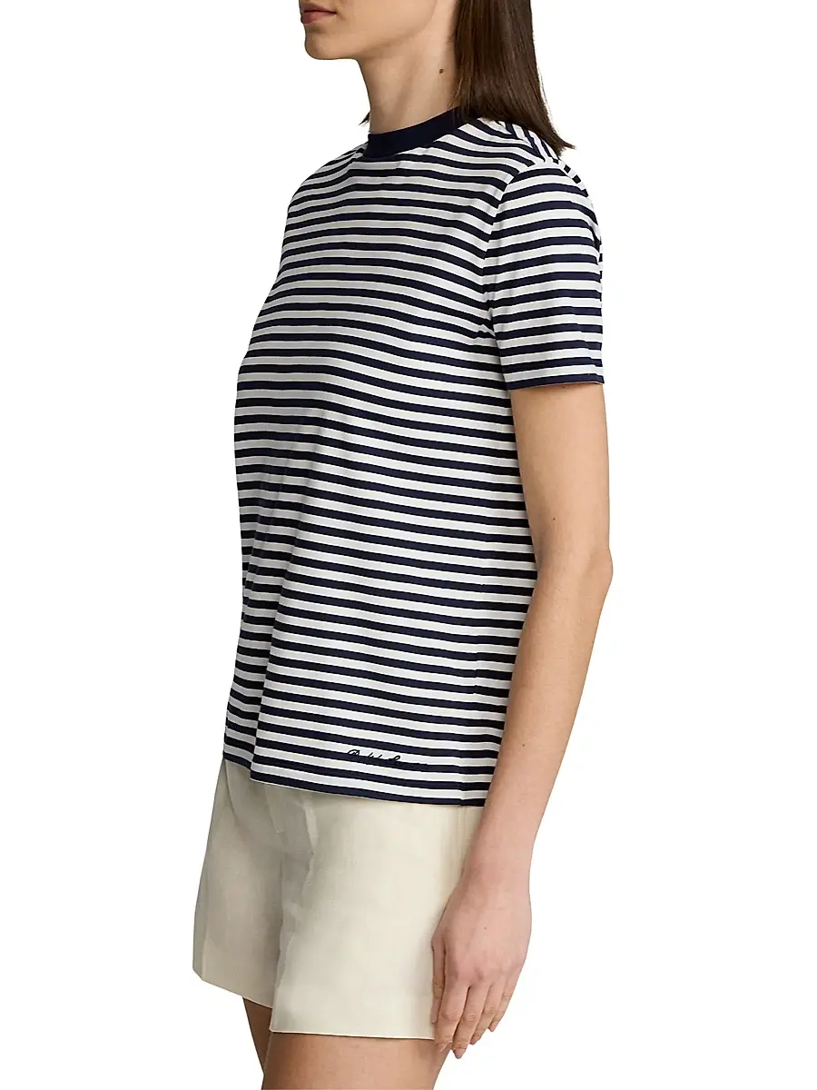 Ralph Lauren Collection Women's Hallie Striped Crewneck T-Shirt | Thumbnail 4 Ralph Lauren Collection Women's Hallie Striped Crewneck T-Shirt | Thumbnail 4