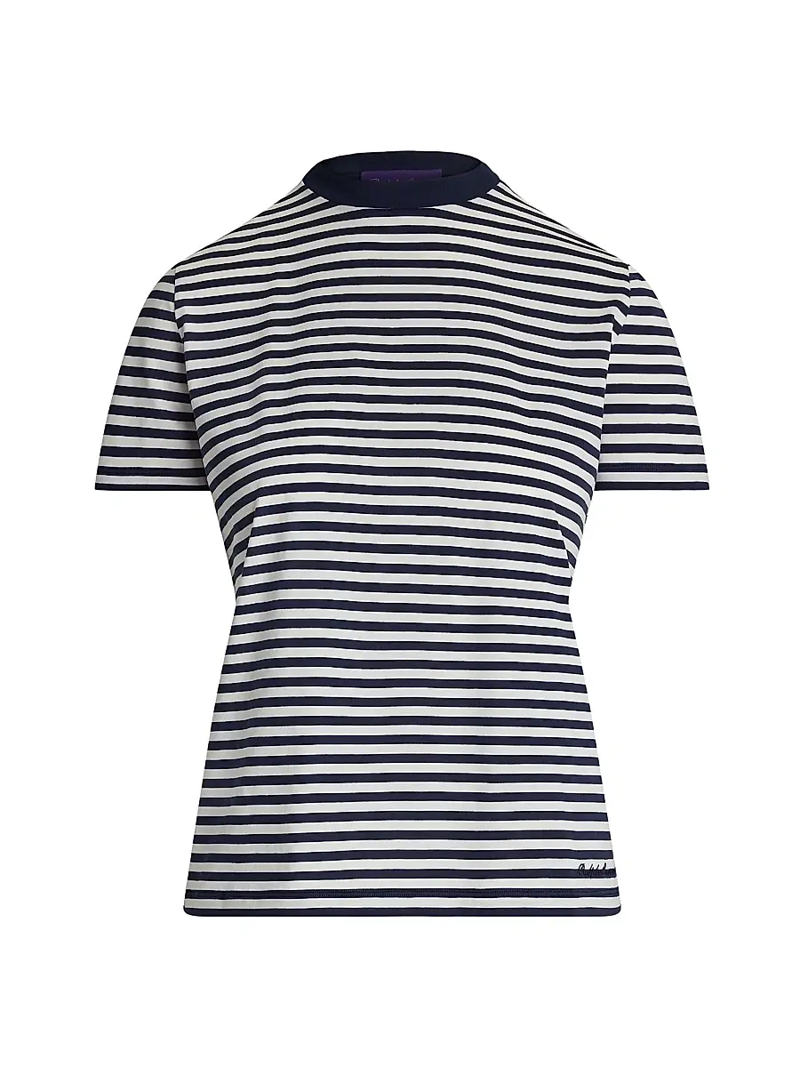 Ralph Lauren Collection Women's Hallie Striped Crewneck T-Shirt | Image 1 Ralph Lauren Collection Women's Hallie Striped Crewneck T-Shirt | Image 1