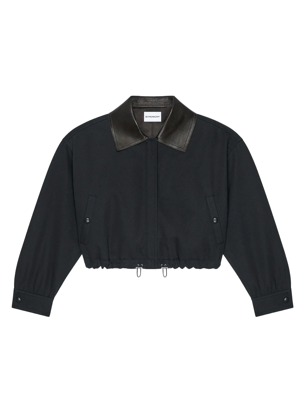 Givenchy Women's Jacket in Cotton and Wool with Leather Collar - Black