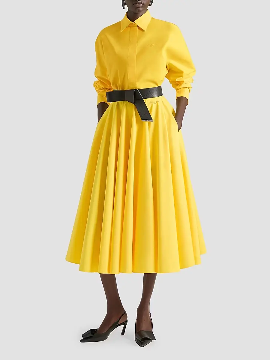 Givenchy Women's Cocoon Shirt in Poplin with Paris Embroidery - Golden Yellow | Thumbnail 2