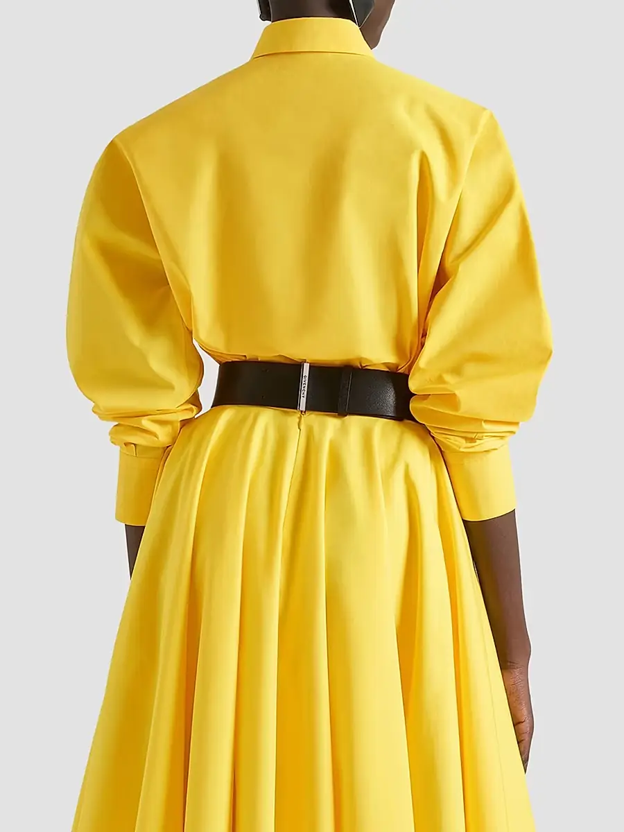 Givenchy Women's Cocoon Shirt in Poplin with Paris Embroidery - Golden Yellow | Thumbnail 4
