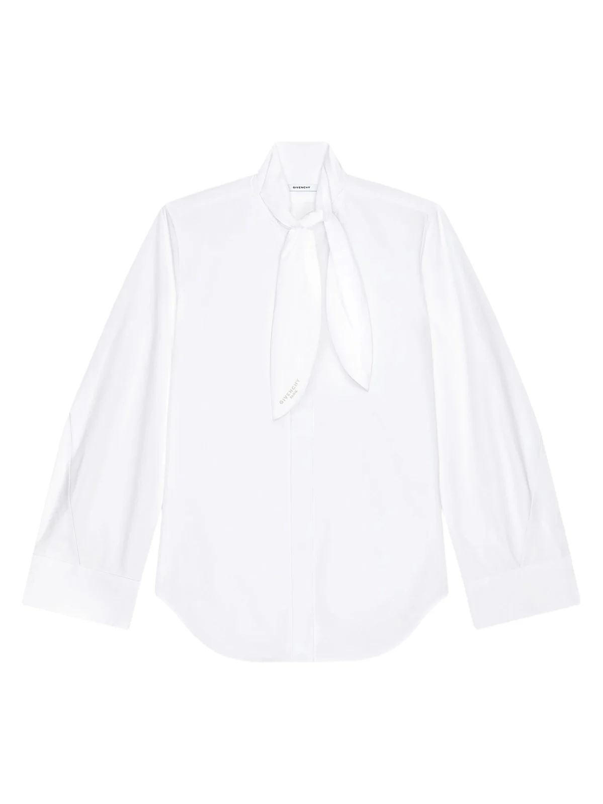 Women's Cocoon Shirt in Poplin with Bow - White