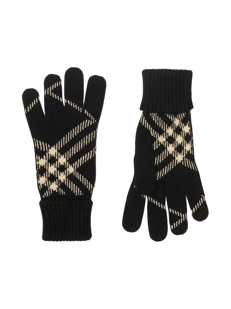 Burberry Men's Check Cashmere-Blend Gloves