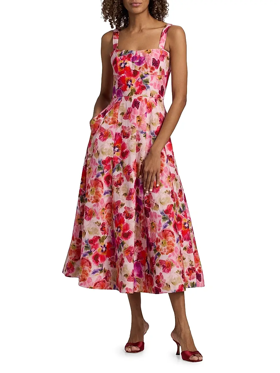 Saloni Women's Sabrina Floral Midi-Dress | Thumbnail 2 Saloni Women's Sabrina Floral Midi-Dress | Thumbnail 2