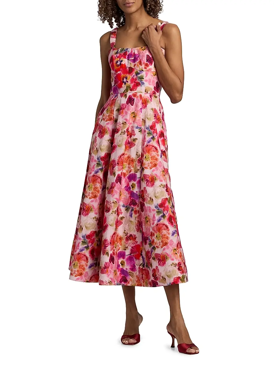 Saloni Women's Sabrina Floral Midi-Dress | Thumbnail 3 Saloni Women's Sabrina Floral Midi-Dress | Thumbnail 3