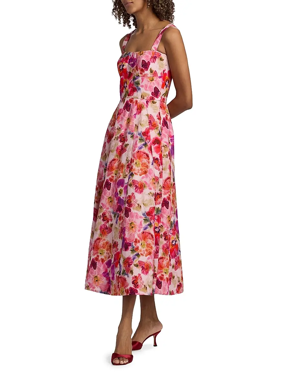 Saloni Women's Sabrina Floral Midi-Dress | Thumbnail 4 Saloni Women's Sabrina Floral Midi-Dress | Thumbnail 4