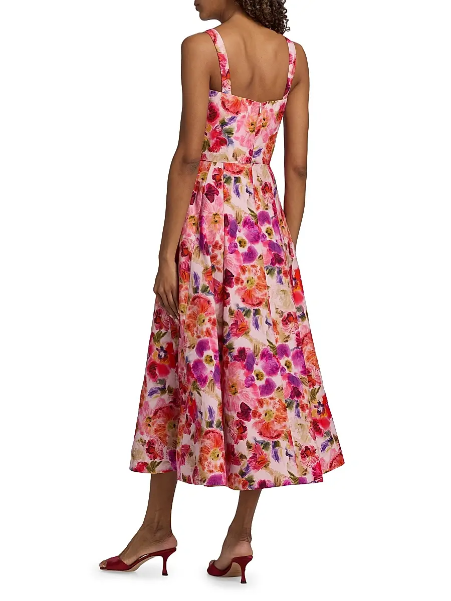Saloni Women's Sabrina Floral Midi-Dress | Thumbnail 5 Saloni Women's Sabrina Floral Midi-Dress | Thumbnail 5