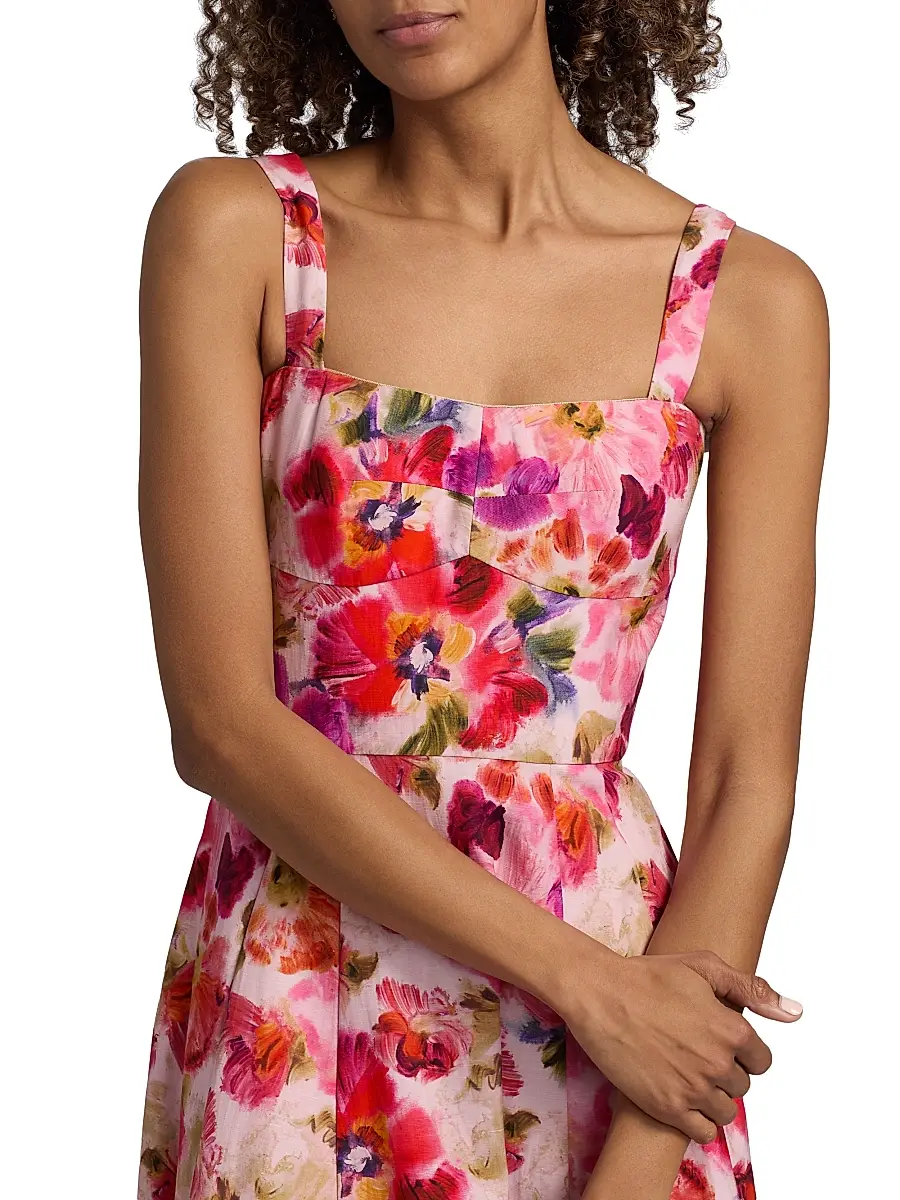 Saloni Women's Sabrina Floral Midi-Dress | Thumbnail 6 Saloni Women's Sabrina Floral Midi-Dress | Thumbnail 6