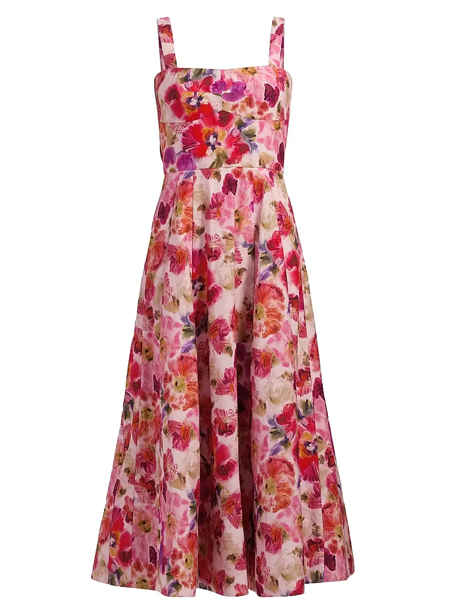 Saloni Women's Sabrina Floral Midi-Dress - Kinjaro Garden Large - Size 12 | Image 1 Saloni Women's Sabrina Floral Midi-Dress - Kinjaro Garden Large - Size 12 | Image 1