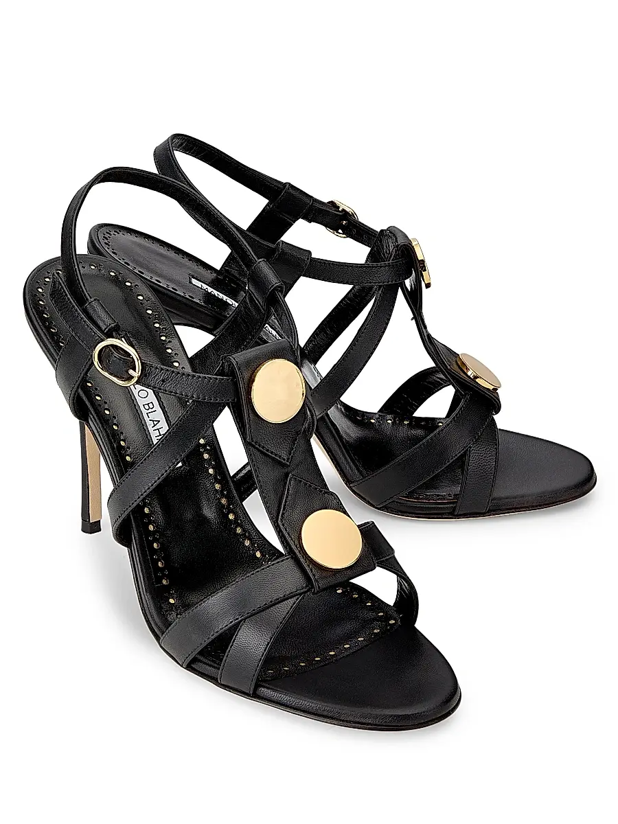 Manolo Blahnik Women's Giza 105MM Leather Sandals | Thumbnail 2