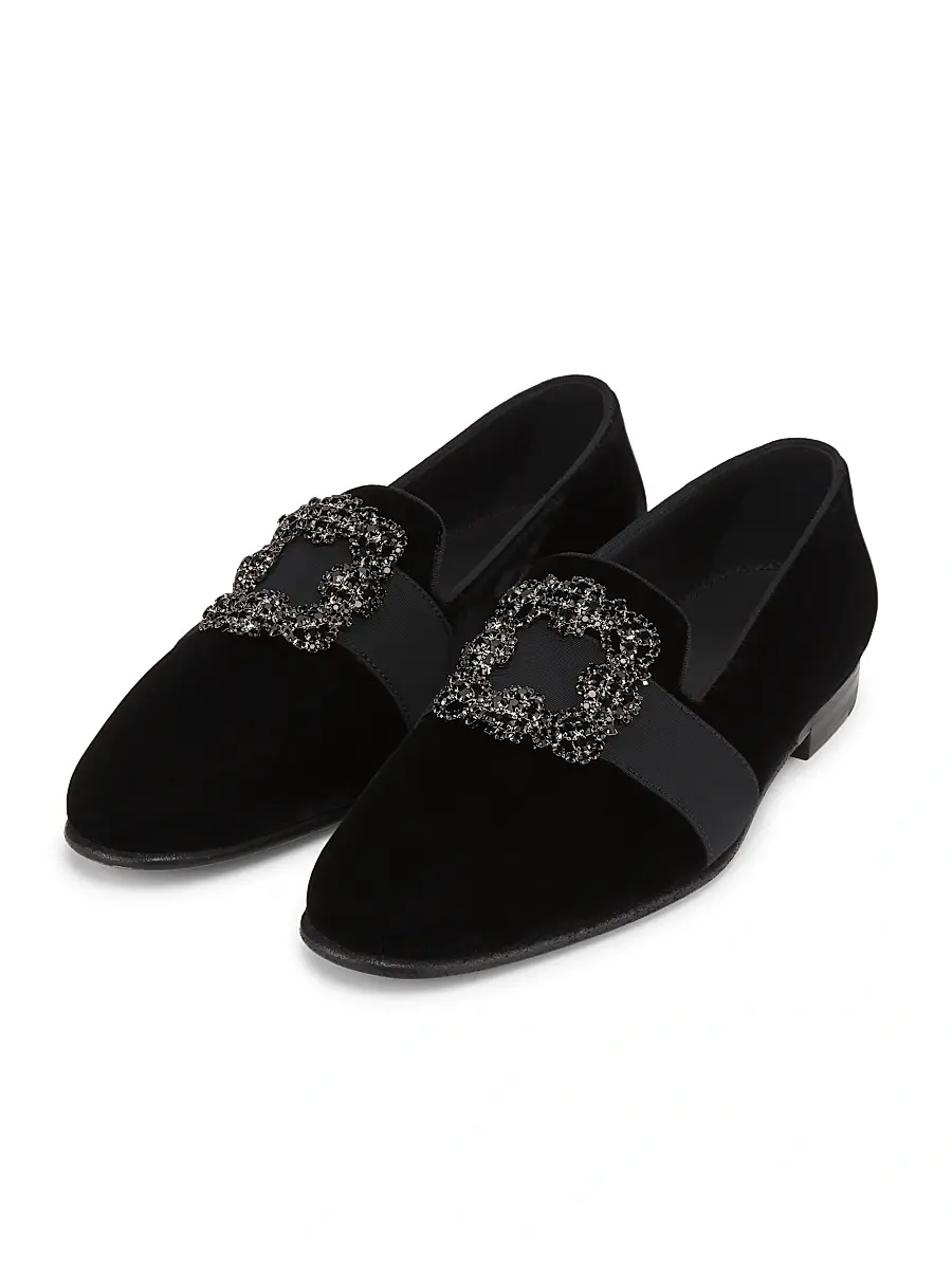 Manolo Blahnik Men's Carlton Crystal-Buckle Loafers | Thumbnail 2