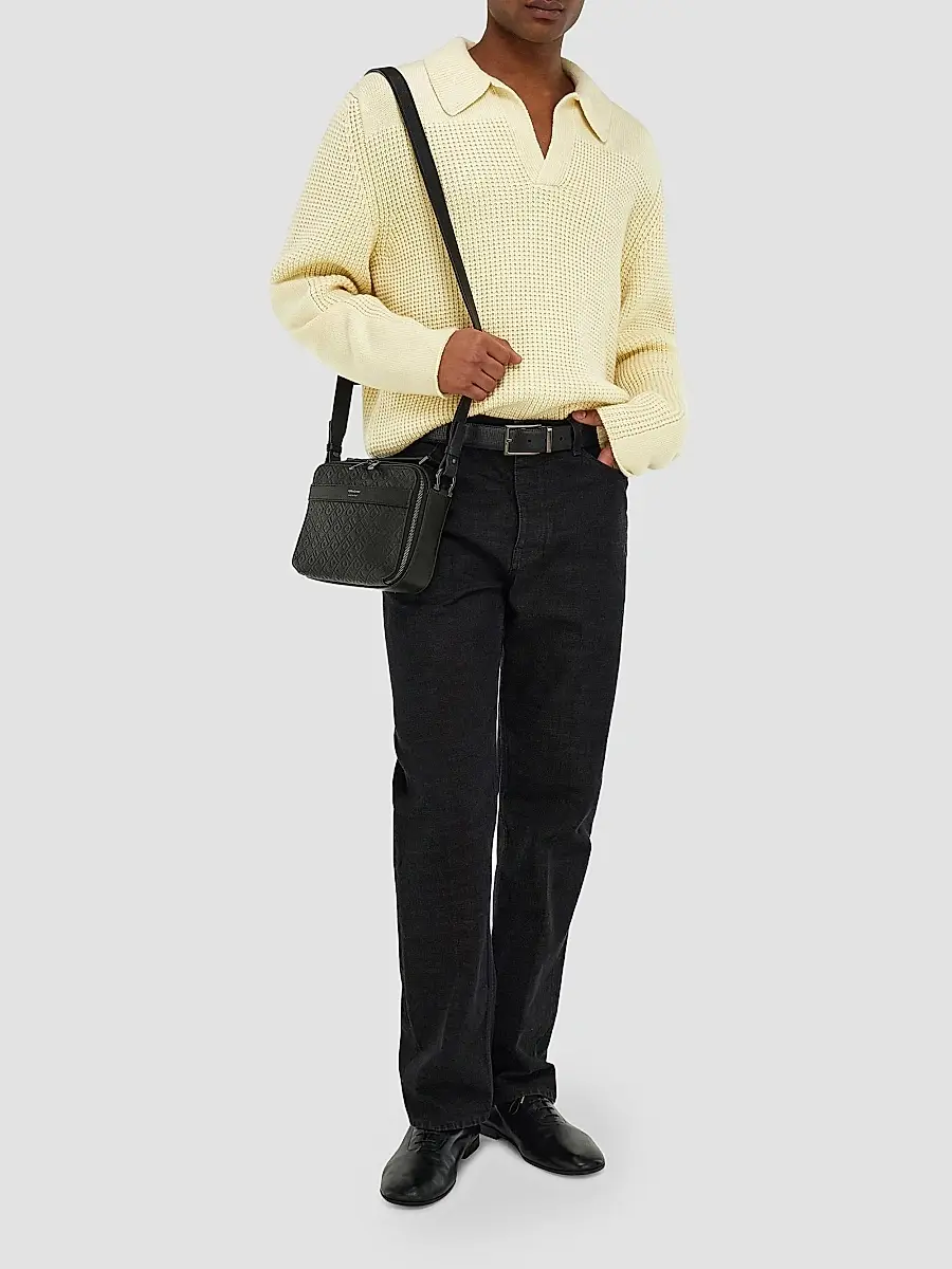 Ferragamo Men's Embossed Leather Shoulder Bag | Thumbnail 2 Ferragamo Men's Embossed Leather Shoulder Bag | Thumbnail 2