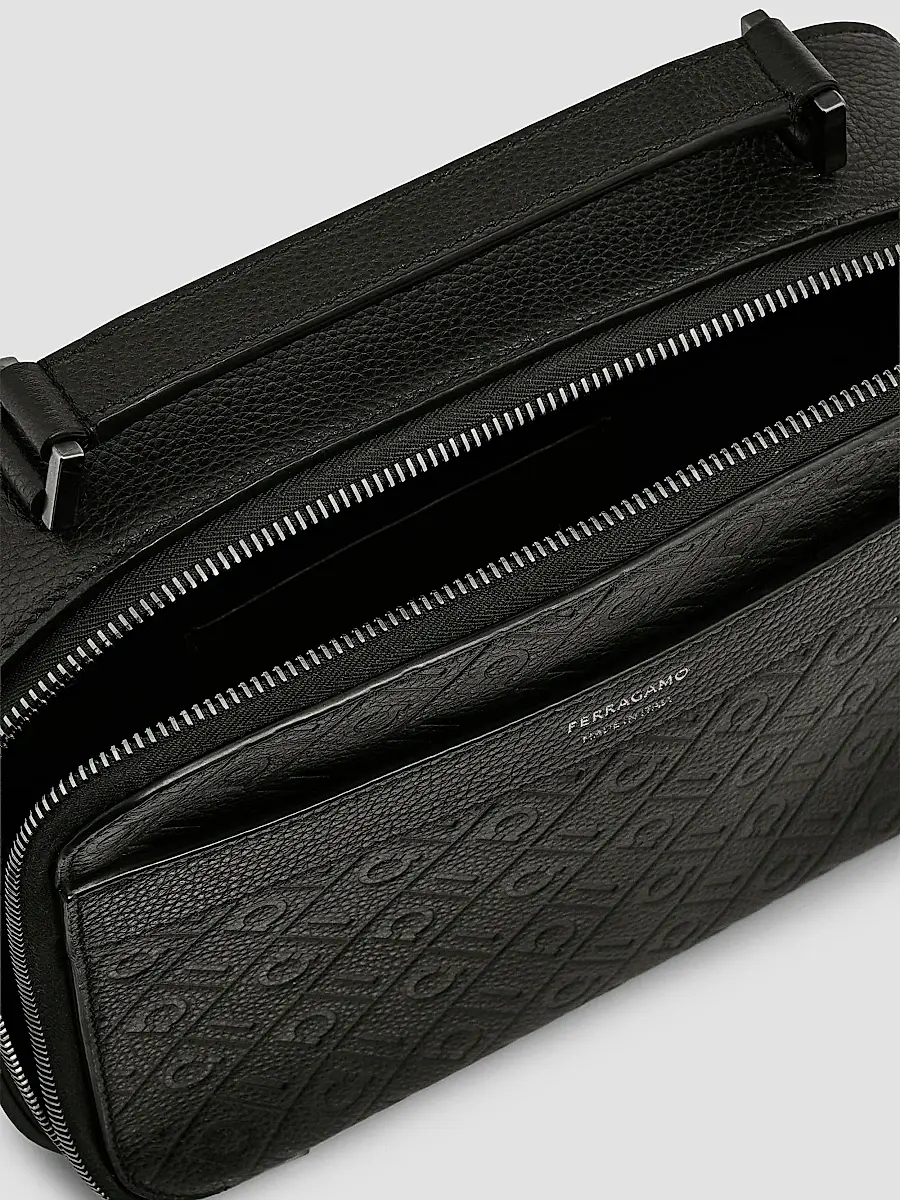 Ferragamo Men's Embossed Leather Shoulder Bag | Thumbnail 8 Ferragamo Men's Embossed Leather Shoulder Bag | Thumbnail 8