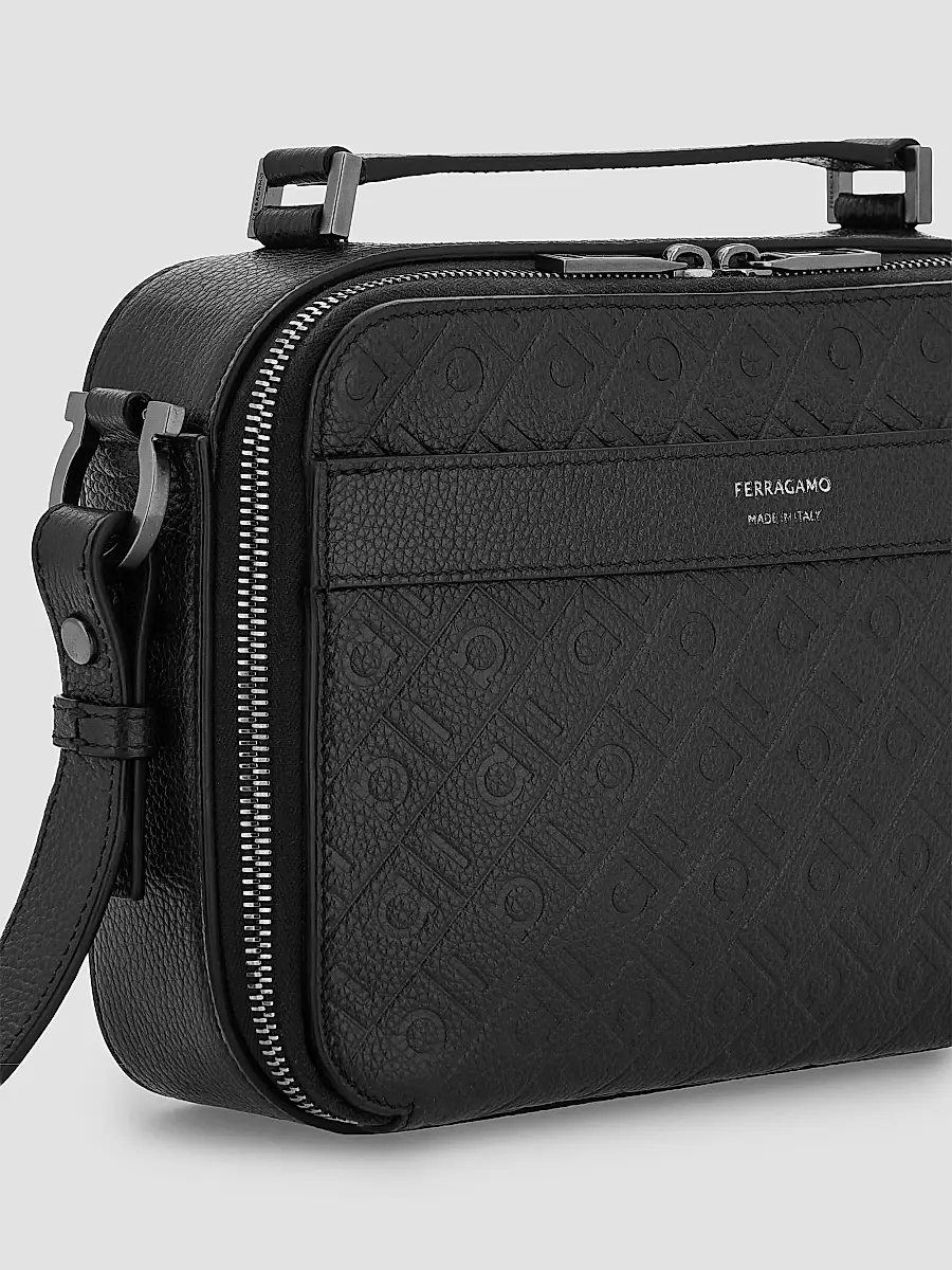 Ferragamo Men's Embossed Leather Shoulder Bag | Thumbnail 9 Ferragamo Men's Embossed Leather Shoulder Bag | Thumbnail 9