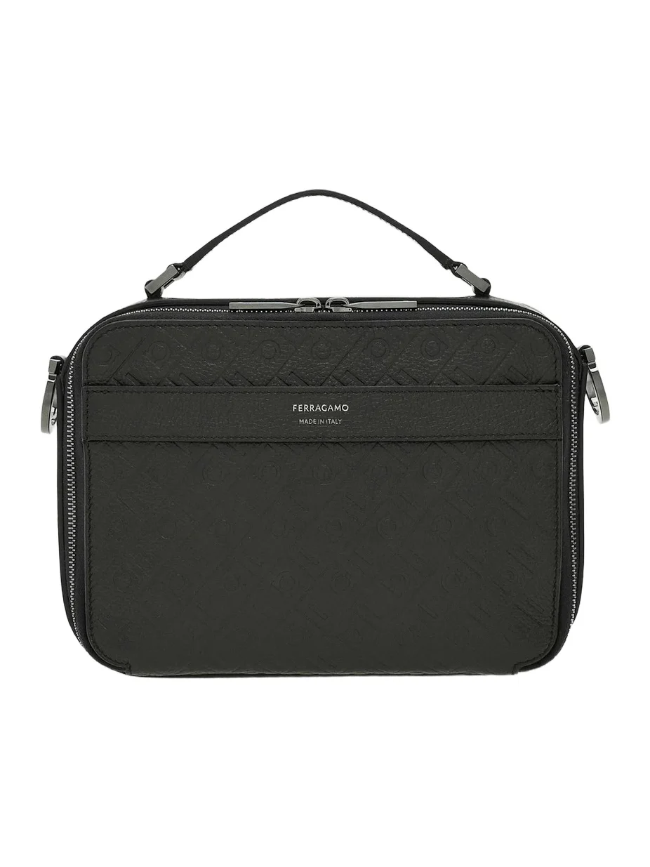 Ferragamo Men's Embossed Leather Shoulder Bag