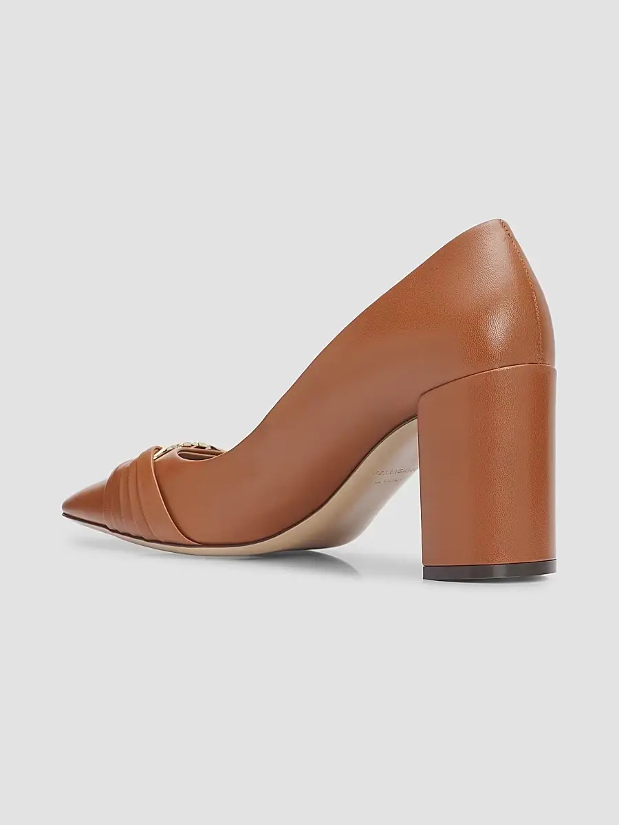Ferragamo Women's Tillya Gancini Toe 70MM Leather Bock Heel Pumps | Thumbnail 2 Ferragamo Women's Tillya Gancini Toe 70MM Leather Bock Heel Pumps | Thumbnail 2