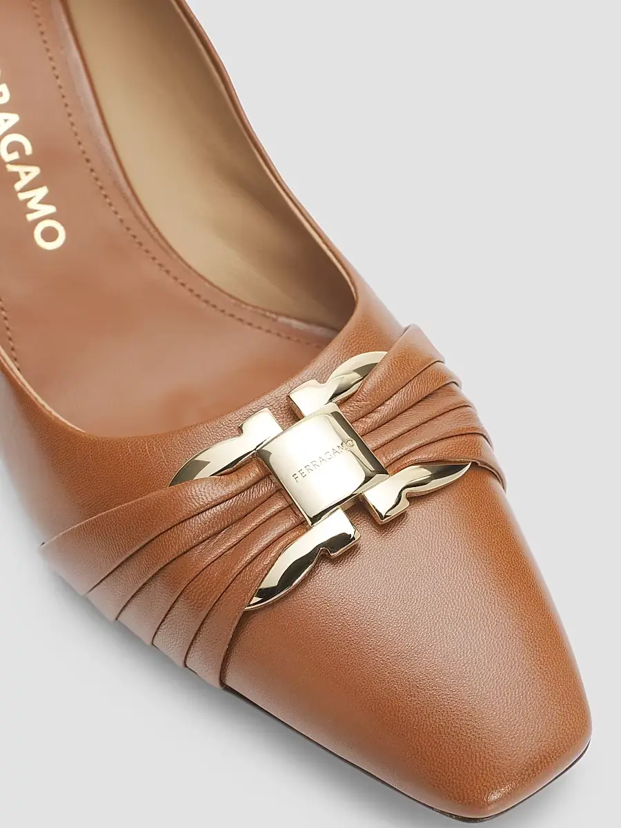 Ferragamo Women's Tillya Gancini Toe 70MM Leather Bock Heel Pumps | Thumbnail 3 Ferragamo Women's Tillya Gancini Toe 70MM Leather Bock Heel Pumps | Thumbnail 3