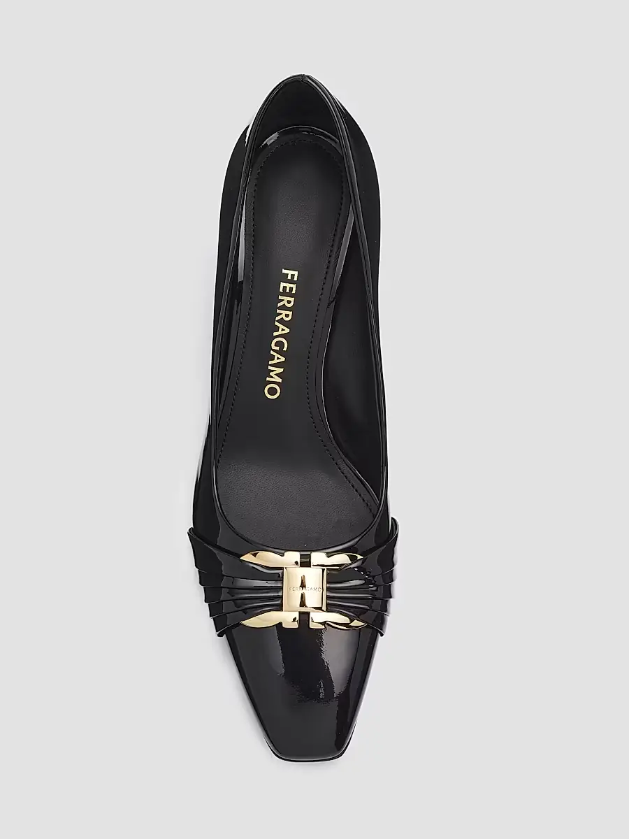 Ferragamo Women's Tillya Gancini Toe 70MM Patent Leather Block Heel Pump | Thumbnail 4 Ferragamo Women's Tillya Gancini Toe 70MM Patent Leather Block Heel Pump | Thumbnail 4