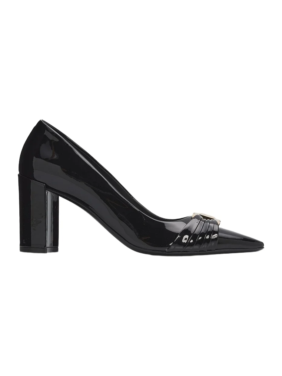 Ferragamo Women's Tillya Gancini Toe 70MM Patent Leather Block Heel Pump