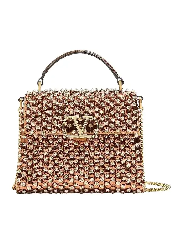 Women's V-Sling Embroidered Mini Top Handle Handbag