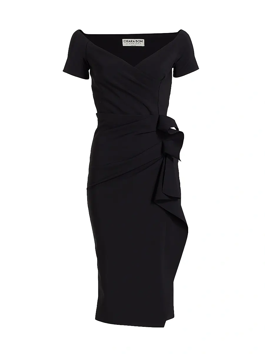 Chiara Boni La Petite Robe Women's Silveria Draped Off-The-Shoulder Dress - Black - Size 2 | Image 1 Chiara Boni La Petite Robe Women's Silveria Draped Off-The-Shoulder Dress - Black - Size 2 | Image 1