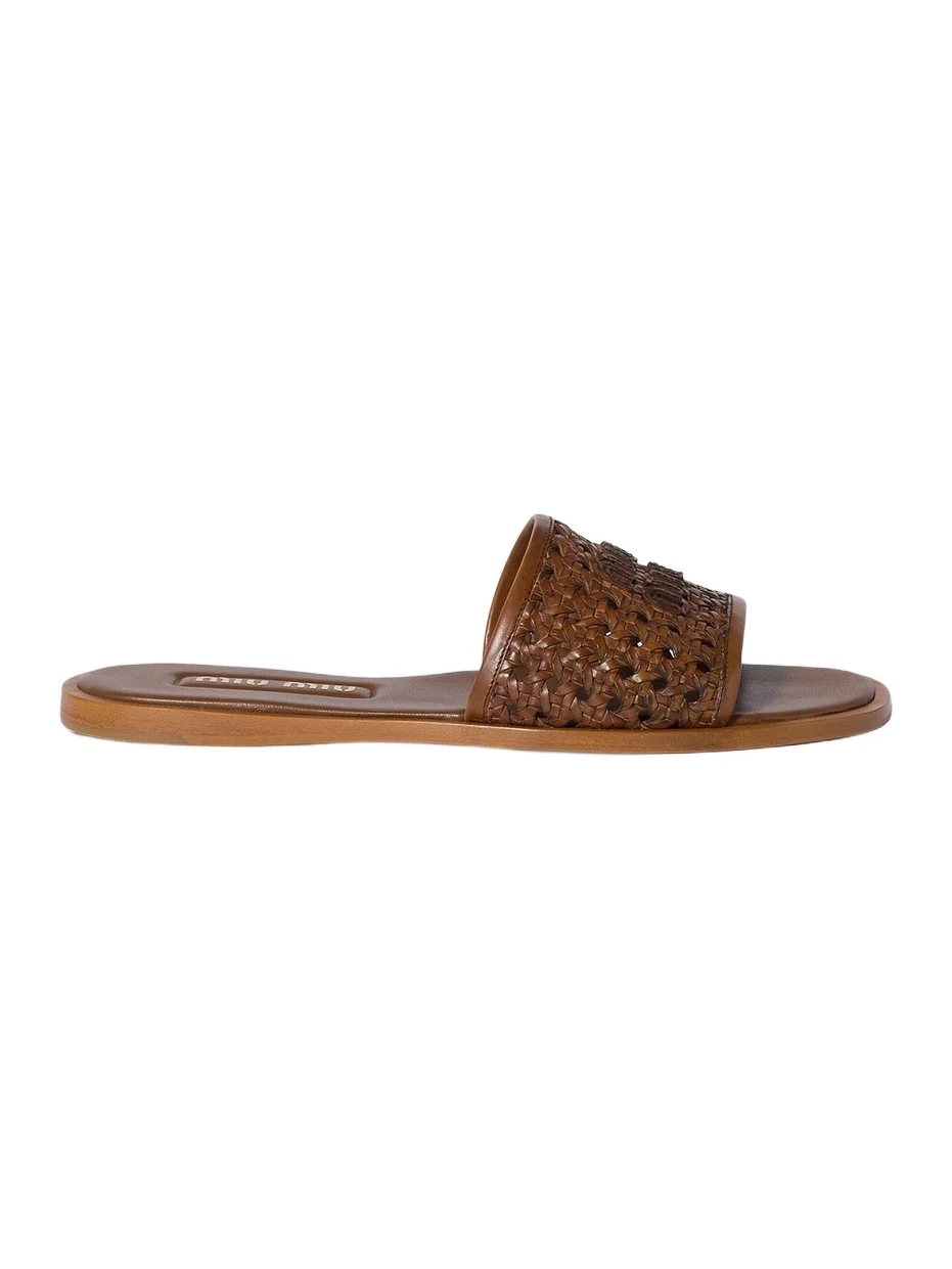 Miu Miu Women's Woven Leather Slides