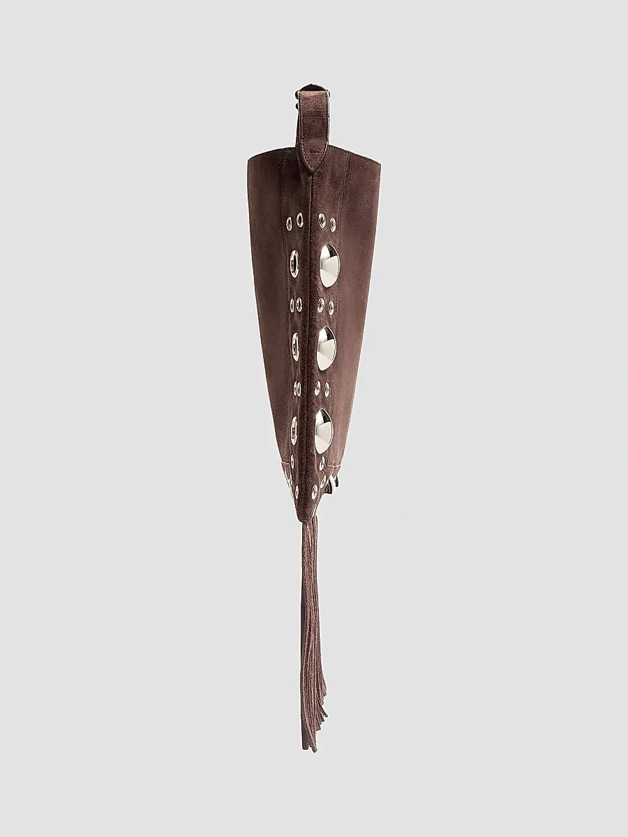 Valentino Women's Nellcôte Suede Shoulder Bag with Fringes - Testa Di Moro | Thumbnail 4 Valentino Women's Nellcôte Suede Shoulder Bag with Fringes - Testa Di Moro | Thumbnail 4