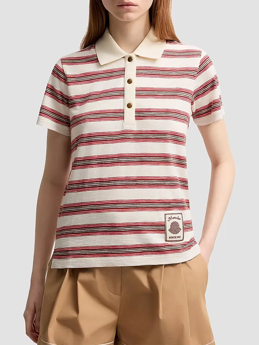Moncler Women's Polo Shirt in Cotton with Stripes | Thumbnail 2 Moncler Women's Polo Shirt in Cotton with Stripes | Thumbnail 2