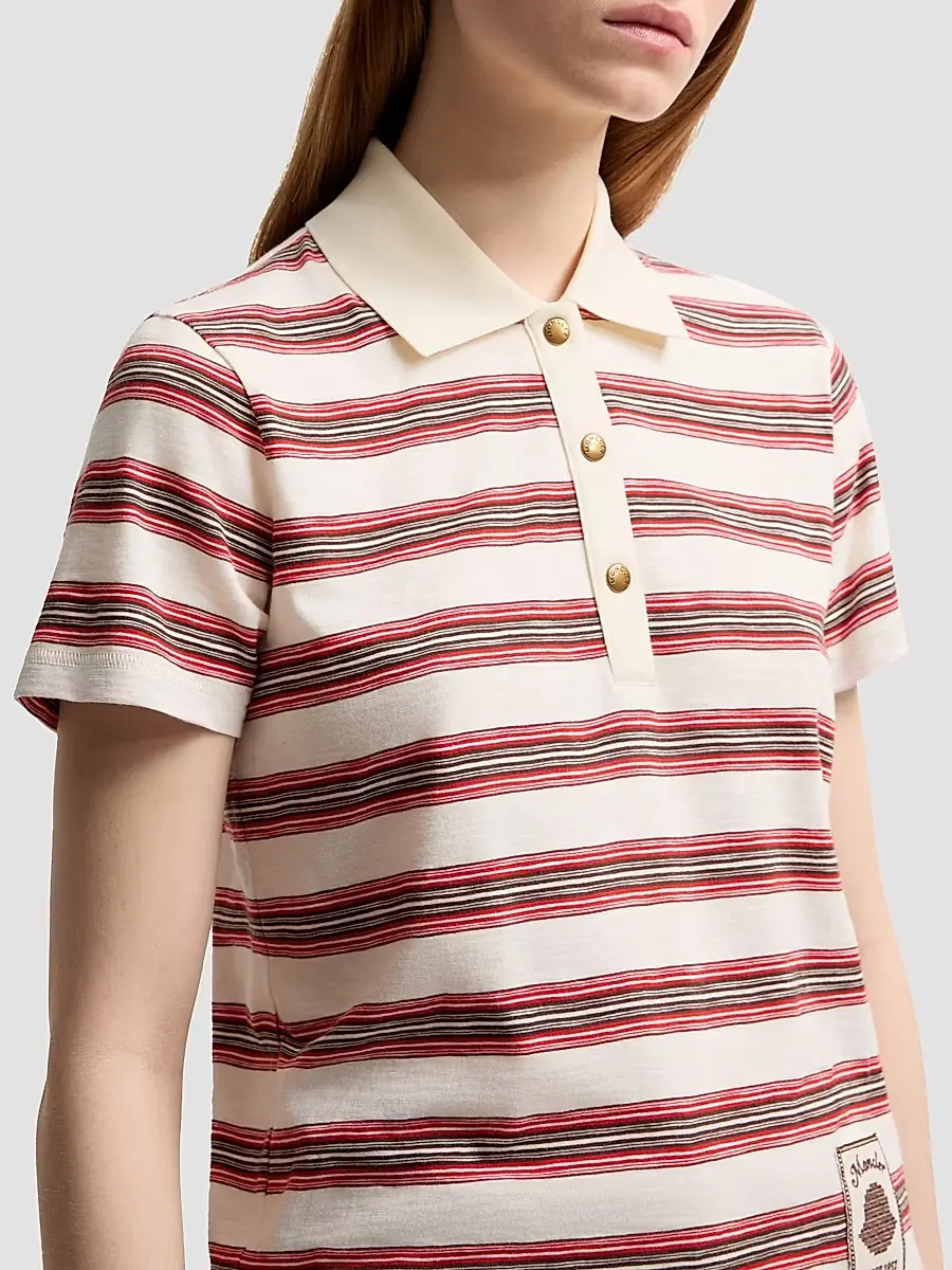 Moncler Women's Polo Shirt in Cotton with Stripes | Thumbnail 4 Moncler Women's Polo Shirt in Cotton with Stripes | Thumbnail 4