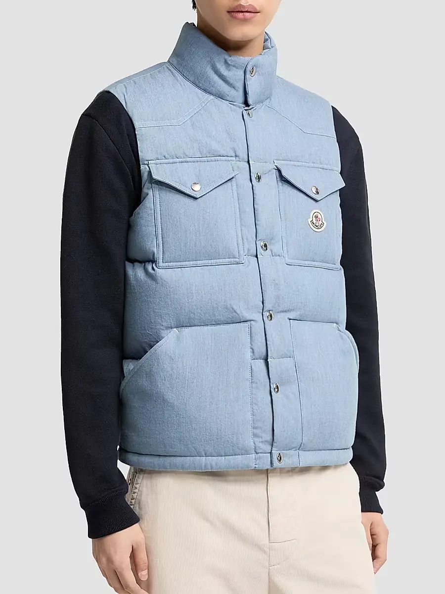 Moncler Men's Ervional Puffer Vest in Denim | Thumbnail 2 Moncler Men's Ervional Puffer Vest in Denim | Thumbnail 2
