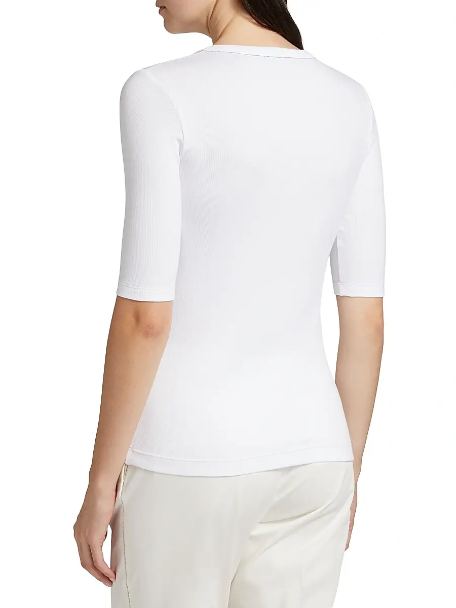 Fabiana Filippi Women's Rib-Knit Jersey T-Shirt | Thumbnail 5 Fabiana Filippi Women's Rib-Knit Jersey T-Shirt | Thumbnail 5