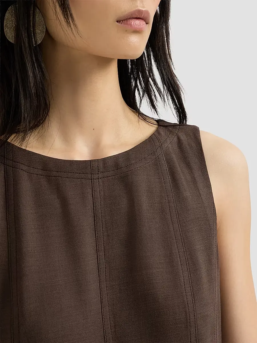 Brunello Cucinelli Women's Virgin Wool Fluid Twill Flared Dress | Thumbnail 5 Brunello Cucinelli Women's Virgin Wool Fluid Twill Flared Dress | Thumbnail 5