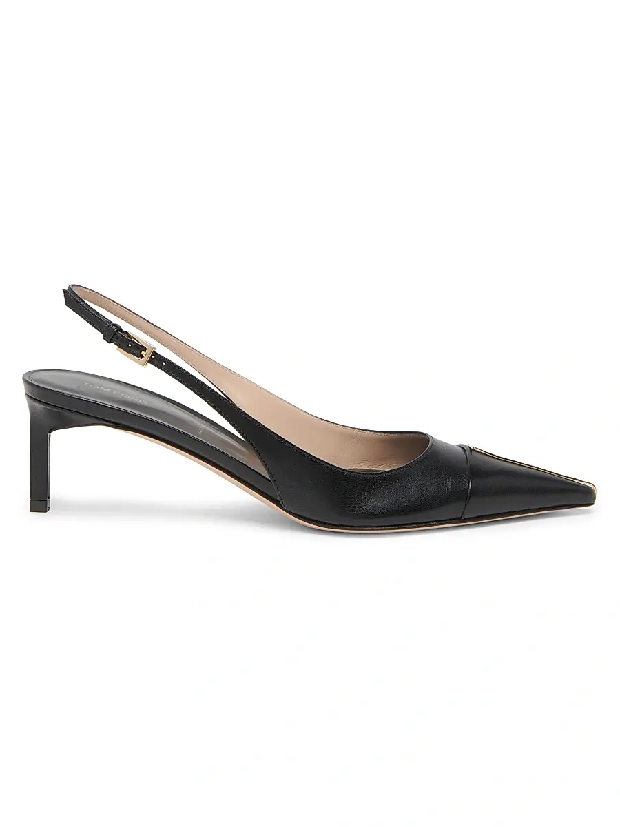 Tom Ford Women's 55MM Leather Slingback Pumps - Black - Size 8.5 | Image 1 Tom Ford Women's 55MM Leather Slingback Pumps - Black - Size 8.5 | Image 1