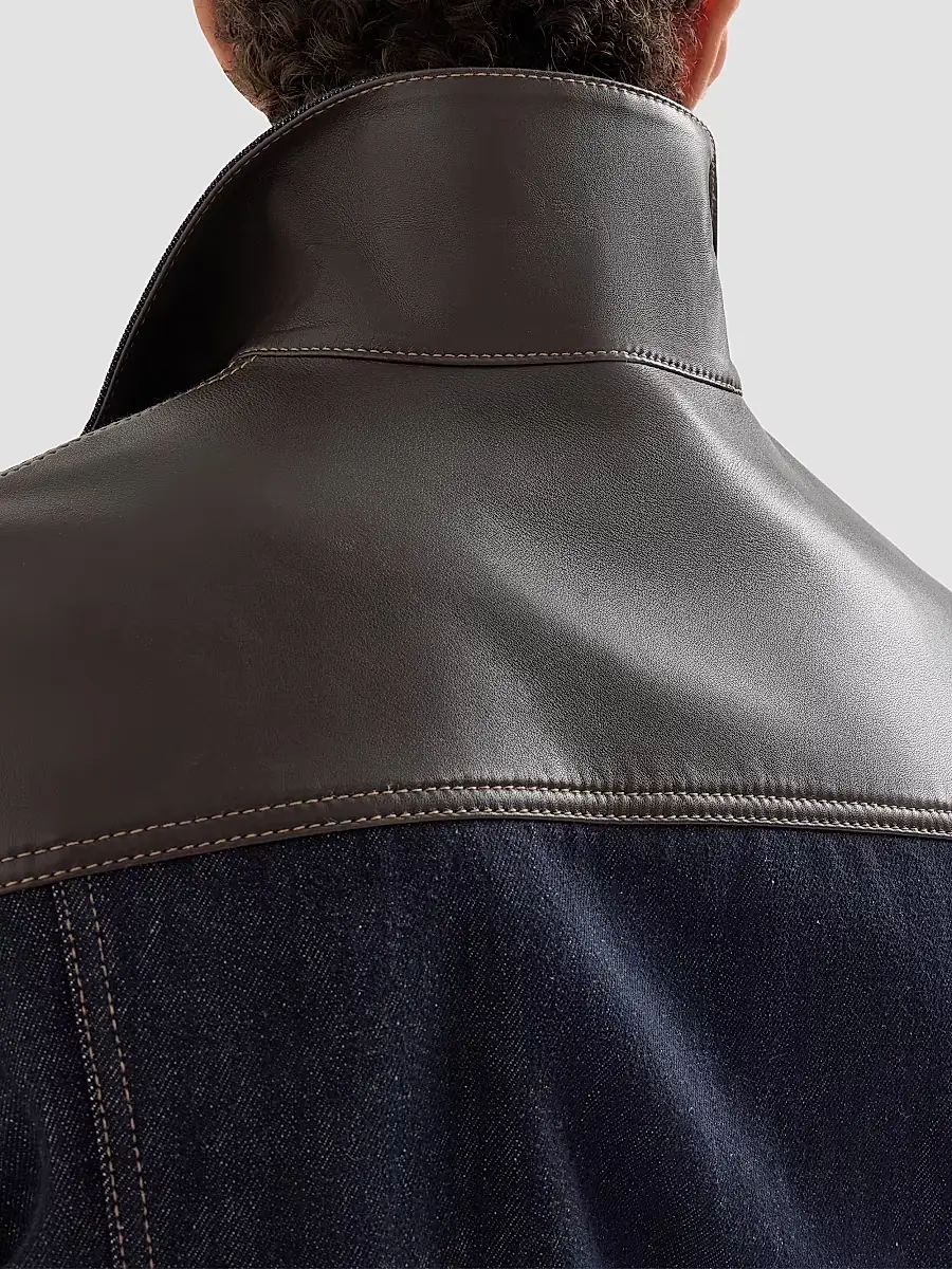 Brunello Cucinelli Men's Paneled No-Fade Denim Four-Pocket Jacket | Thumbnail 5