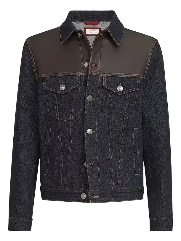Brunello Cucinelli Men's Paneled No-Fade Denim Four-Pocket Jacket