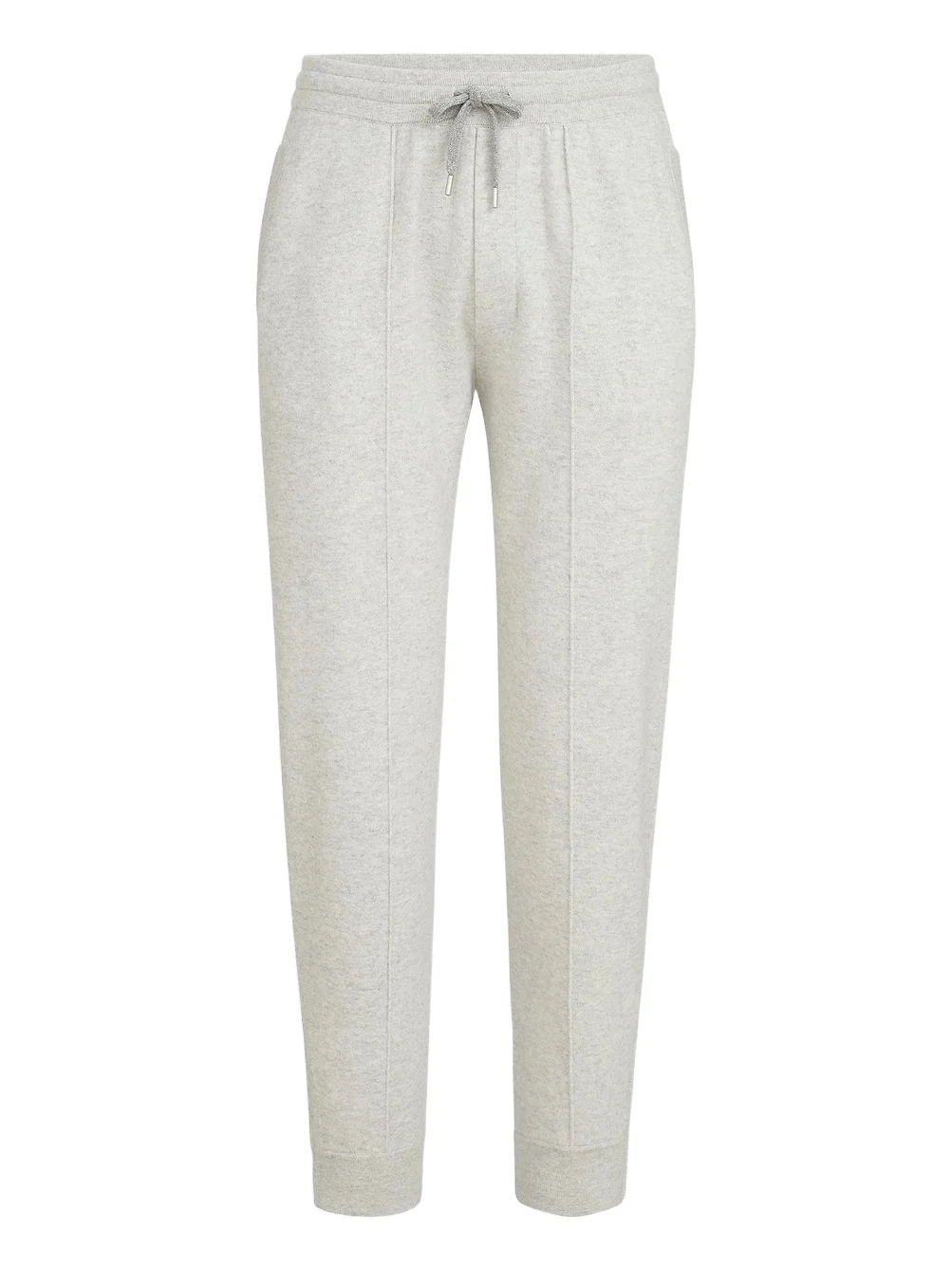 Brunello Cucinelli Men's Cashmere Double Knit Trousers with Crête Detail - Light Grey