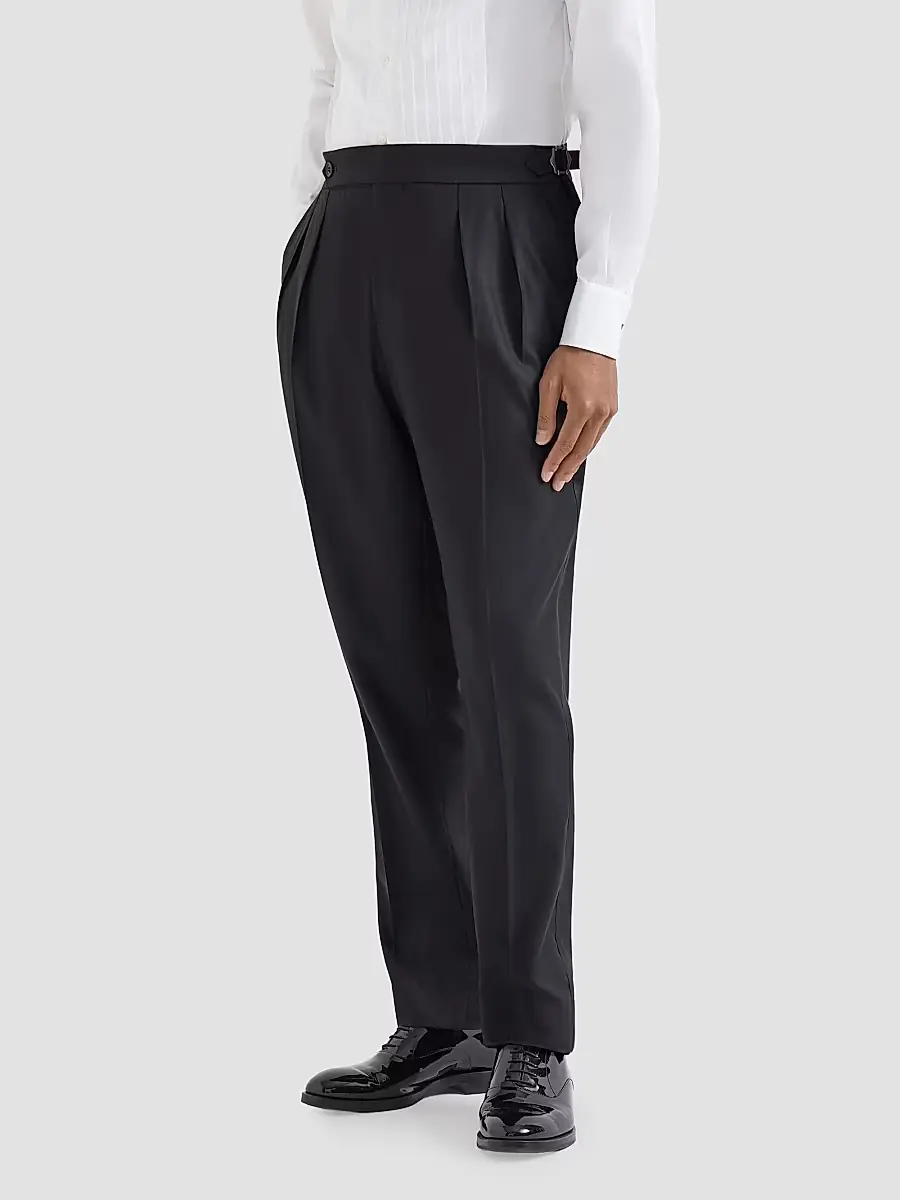 Brunello Cucinelli Men's Virgin Wool and Silk Lightweight Twill Tuxedo Trousers | Thumbnail 3 Brunello Cucinelli Men's Virgin Wool and Silk Lightweight Twill Tuxedo Trousers | Thumbnail 3