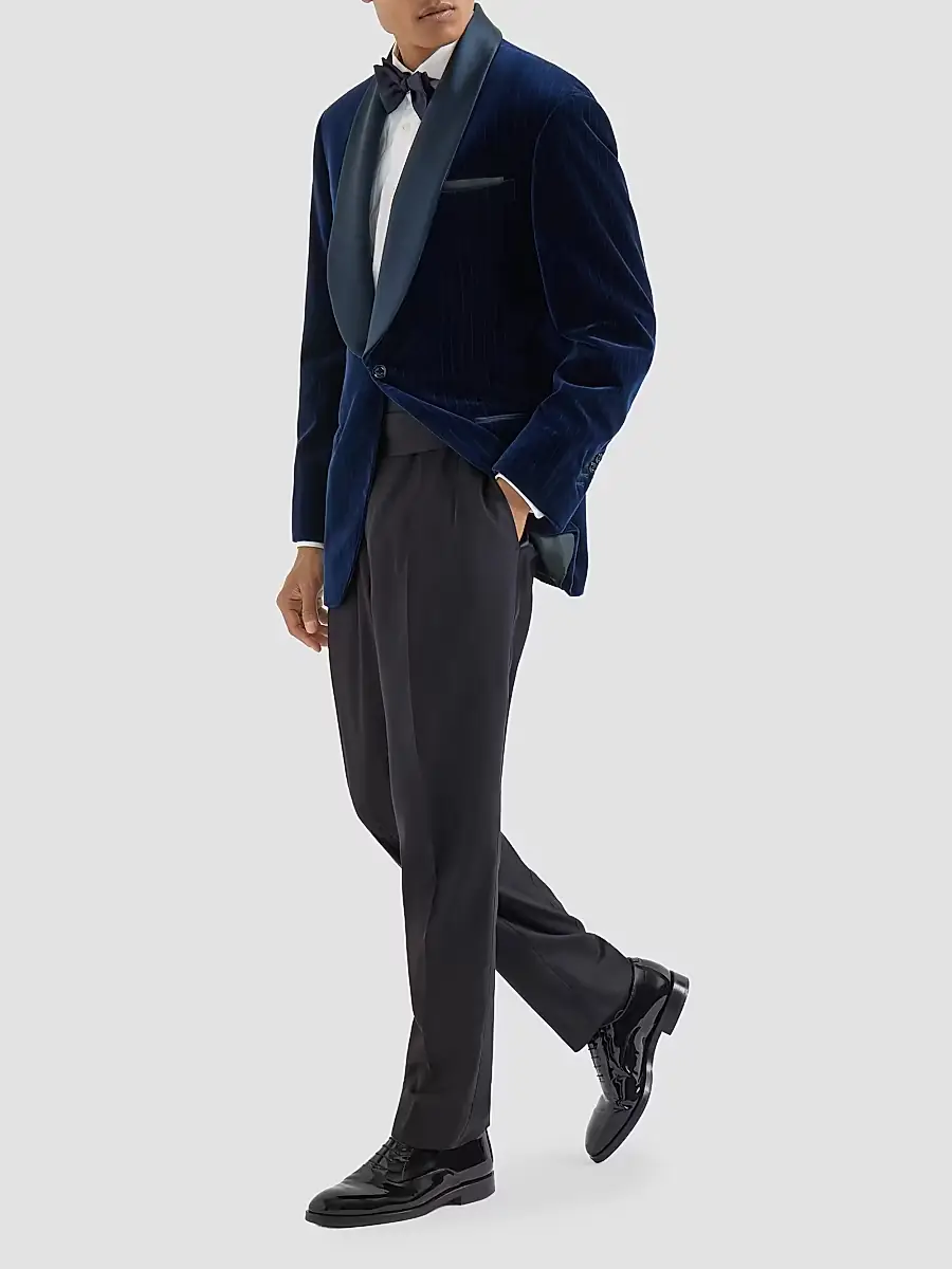Brunello Cucinelli Men's Virgin Wool and Silk Lightweight Twill Tuxedo Trousers | Thumbnail 6 Brunello Cucinelli Men's Virgin Wool and Silk Lightweight Twill Tuxedo Trousers | Thumbnail 6