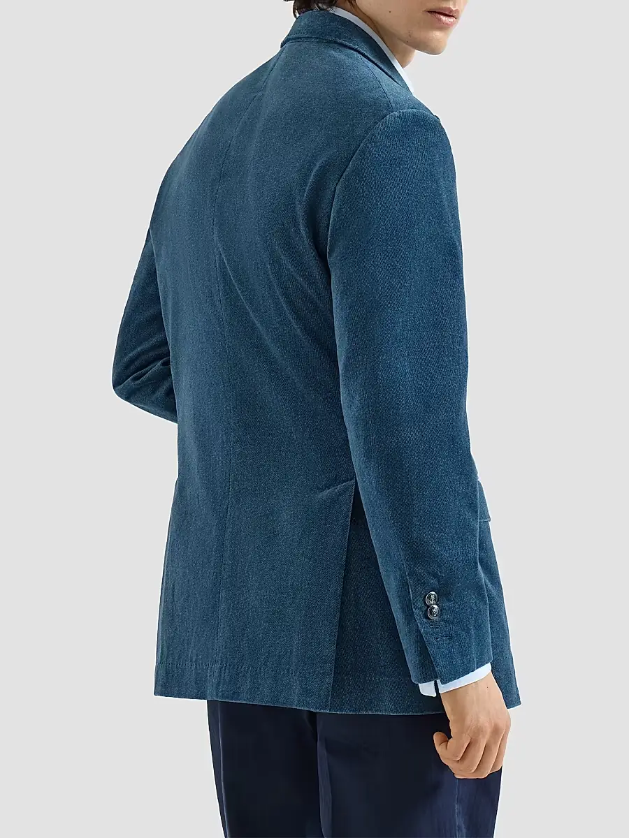 Brunello Cucinelli Men's Denim-Effect Cotton Velvet Tailor Blazer with Peak Lapels - Denim | Thumbnail 3 Brunello Cucinelli Men's Denim-Effect Cotton Velvet Tailor Blazer with Peak Lapels - Denim | Thumbnail 3