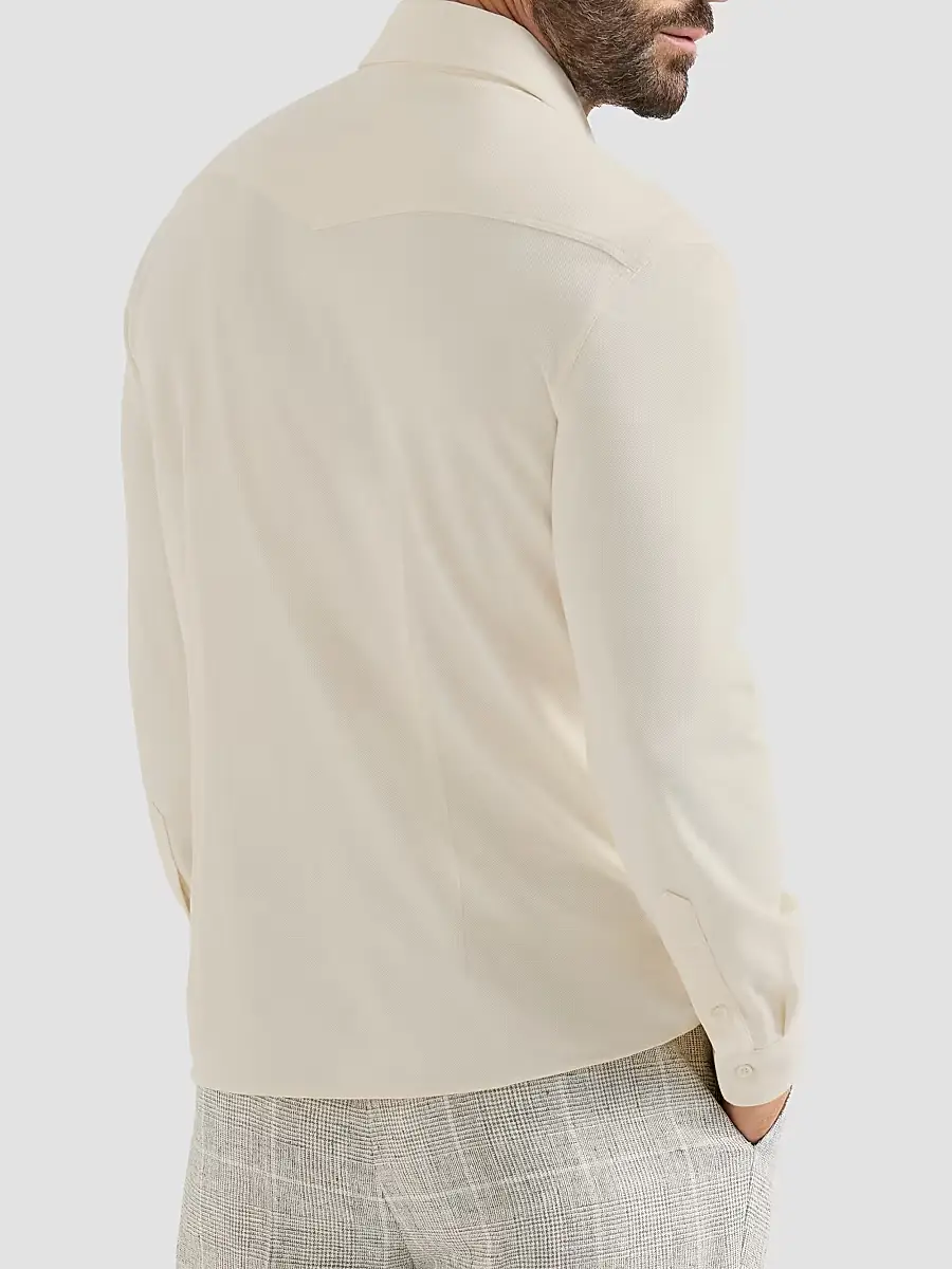Brunello Cucinelli Men's Cotton Piqué Western Shirt | Thumbnail 3 Brunello Cucinelli Men's Cotton Piqué Western Shirt | Thumbnail 3