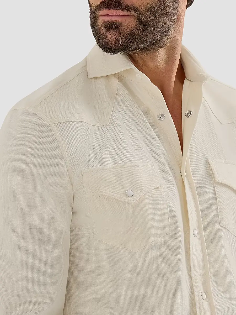 Brunello Cucinelli Men's Cotton Piqué Western Shirt | Thumbnail 4 Brunello Cucinelli Men's Cotton Piqué Western Shirt | Thumbnail 4