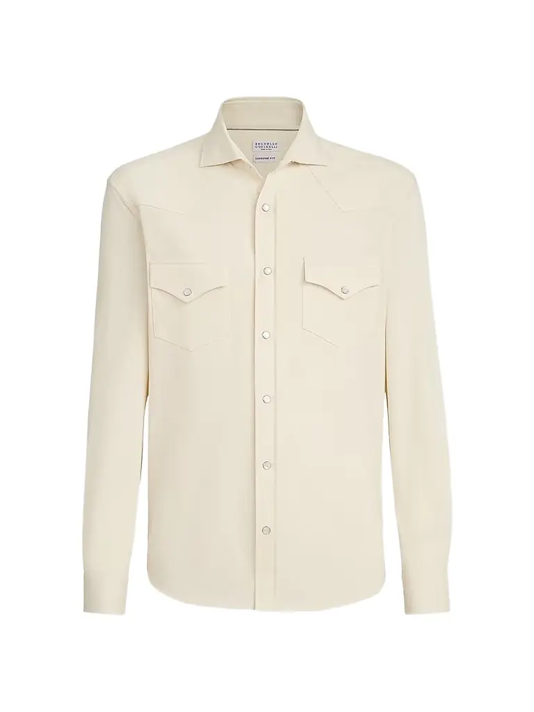 Brunello Cucinelli Men's Cotton Piqué Western Shirt